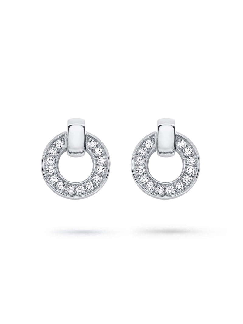 Roulette White Gold Diamond Flip Earrings