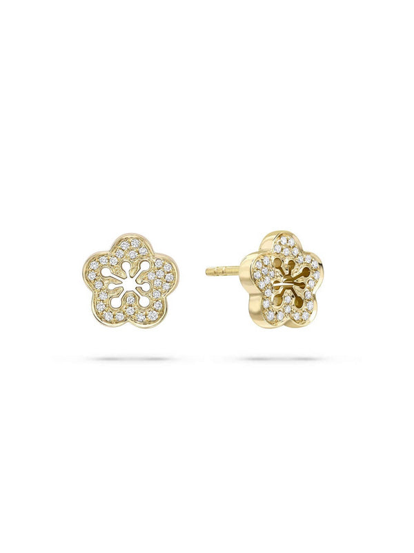 Blossom Yellow Gold Diamond Stud Earrings