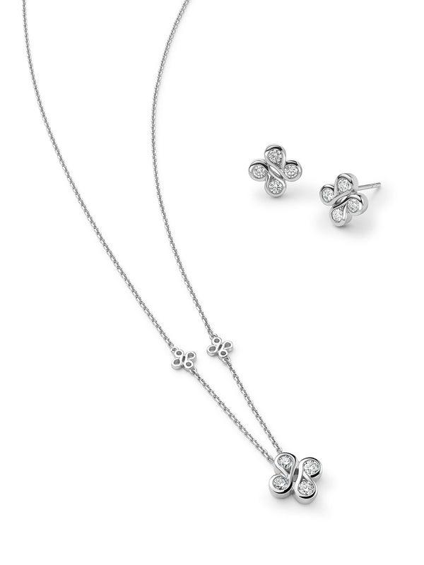 Be Boodles White Gold Pendant and Earrings Set