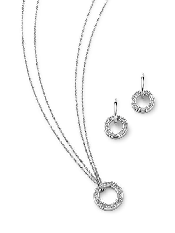 Roulette White Gold Pendant and Earrings Set