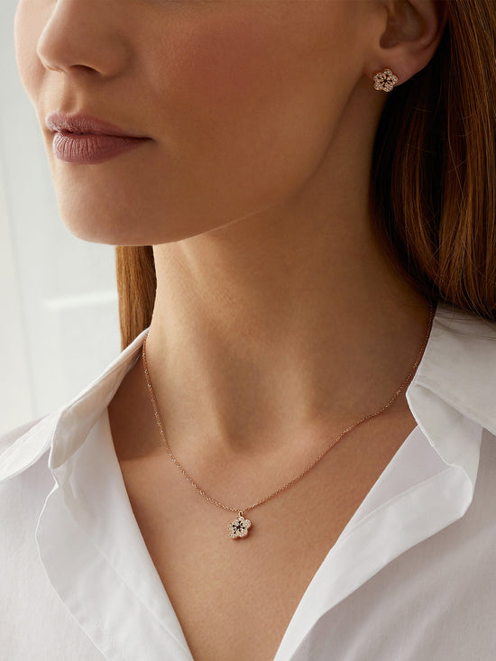 Blossom Rose Gold Pendant and Earrings Set
