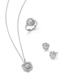 Maymay Rose Platinum Pendant Earrings and Ring Set