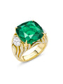 Kyoto Cushion Emerald Yellow Gold Ring