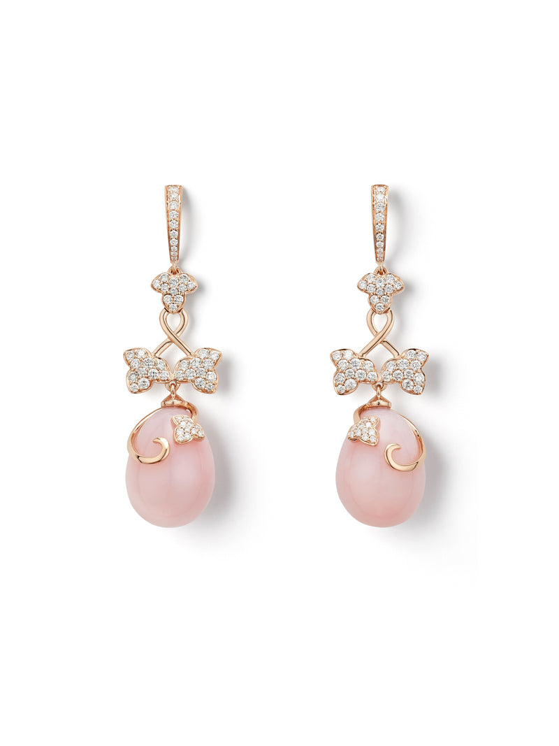 Secret Garden Column and Ivy Pink Opal Rose Gold Earrings