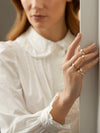 Florentine Ashoka White Enamel Yellow Gold Ring